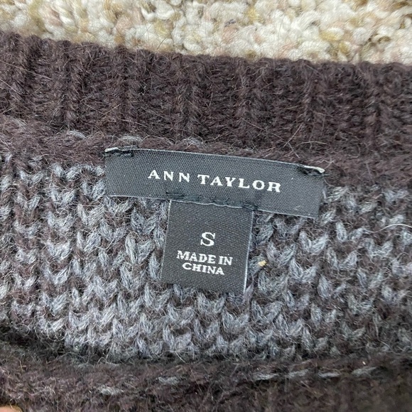 Alpaca Wool Rabbit Hair Plaid Brown Thick Warm Ann Taylor Crewneck Sweater Small - Picture 3 of 10